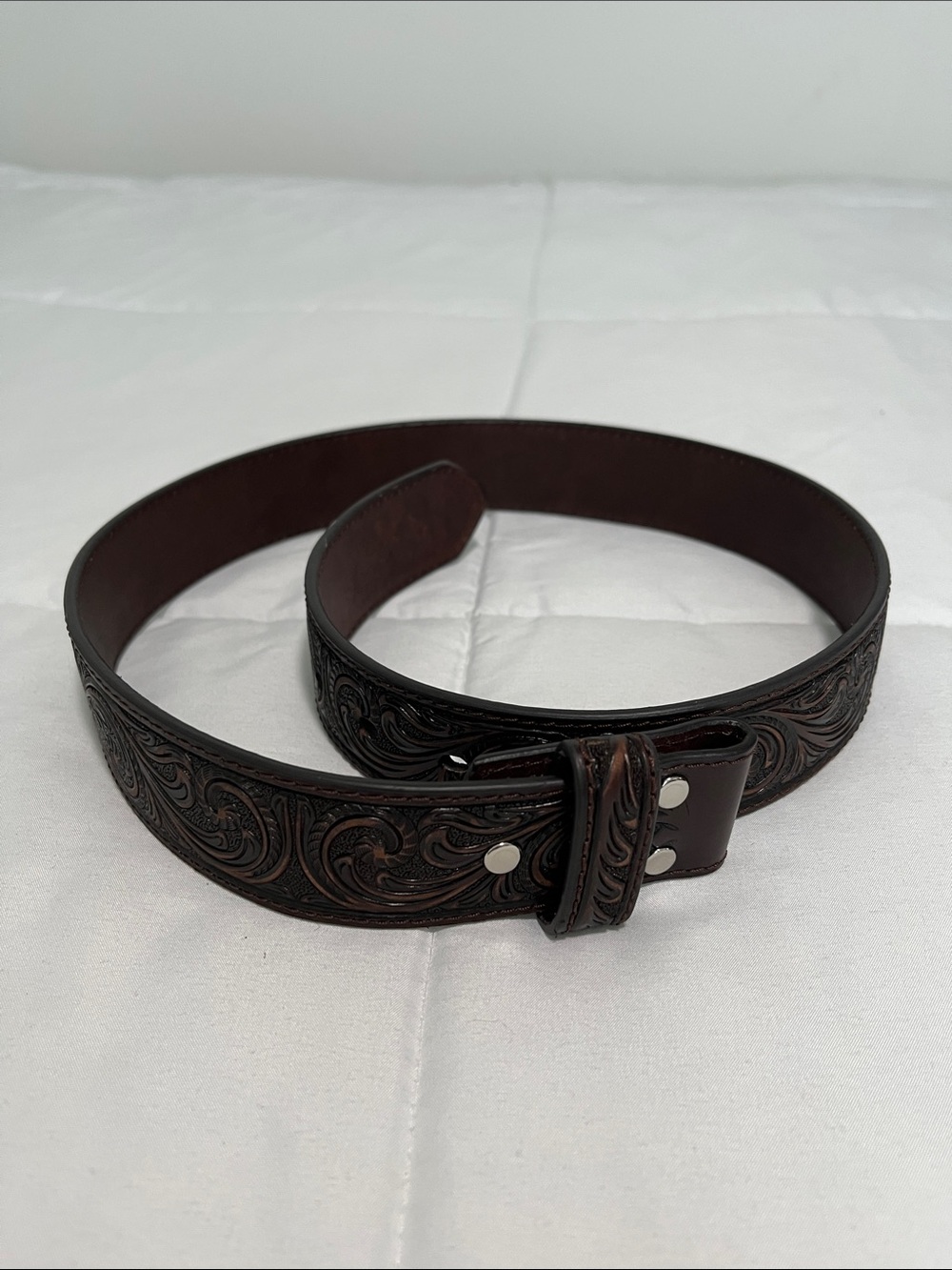 Nocona Dark Brown Tooled Leather Western Belt